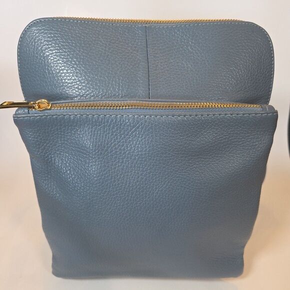 Unbranded Handbags - Handmade Italian Pebbled Leather Convertible Backpack Crossbody Slate Blue NWOT